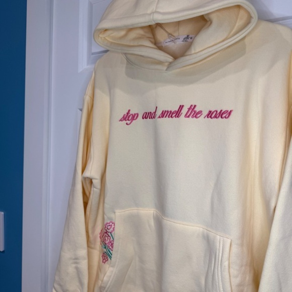 Altar'd State Piece of Cake Embroidered Hoodie Yellow Size XS - Picture 11 of 12